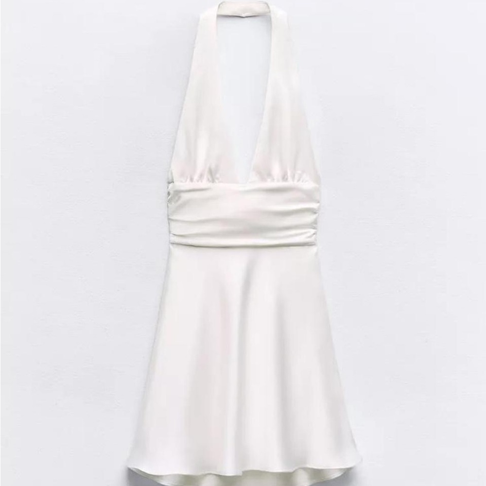 Zara Ivory Backless Halter Dress